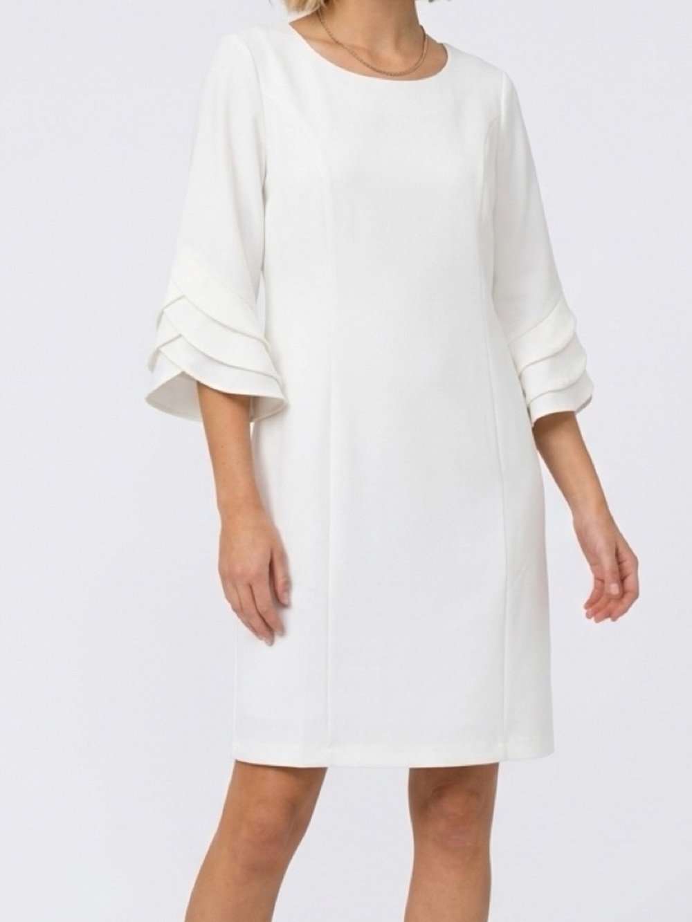 Classic White Midi Dress by Nina Leonard